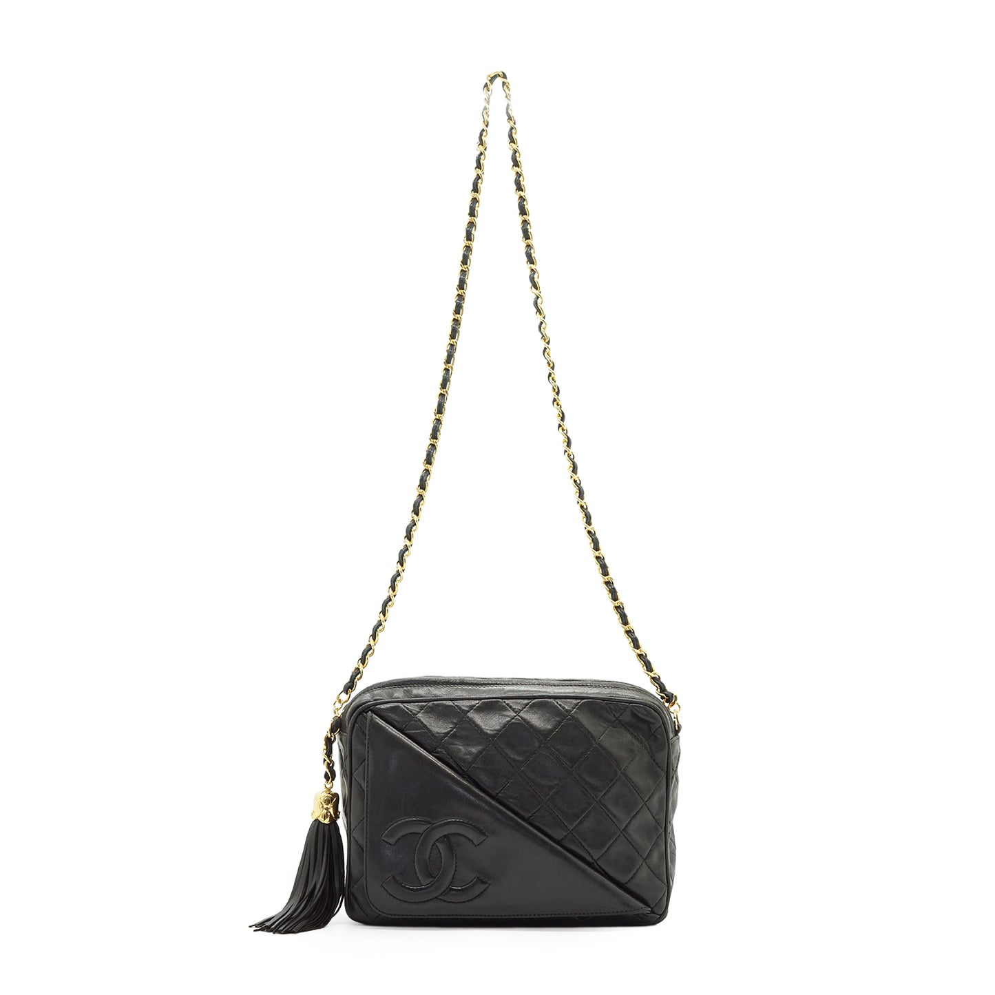 CC Lambskin Matelasse Tassel Chain Shoulder Camera Bag