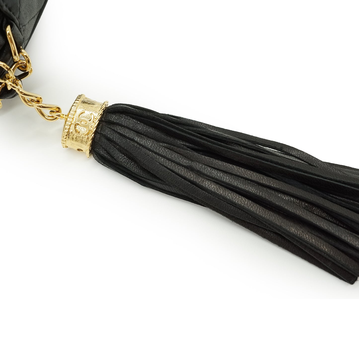 CC Lambskin Fringe Diamond-Quilted Chain Shoulder Camera Bag