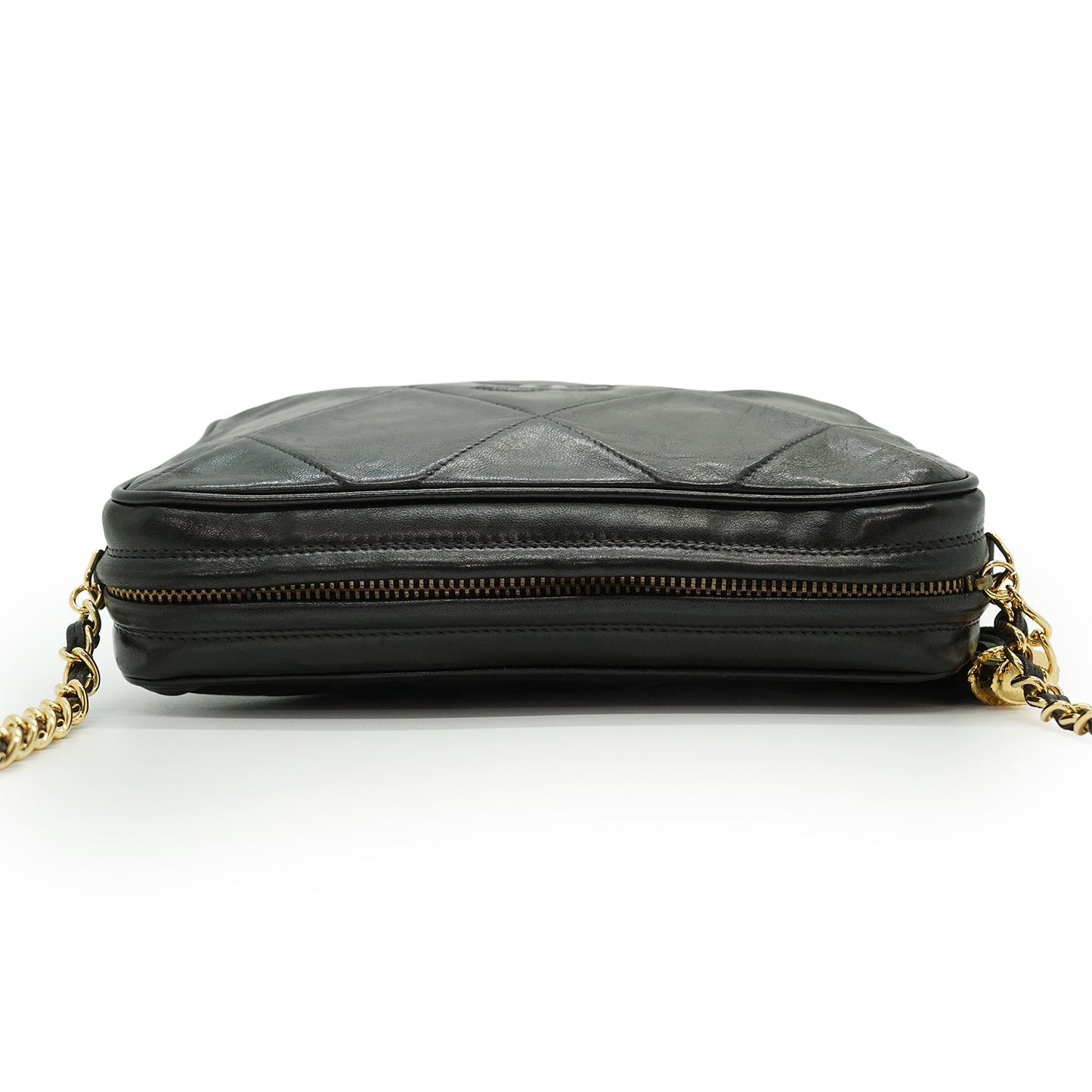 CC Lambskin Fringe Diamond-Quilted Chain Shoulder Camera Bag