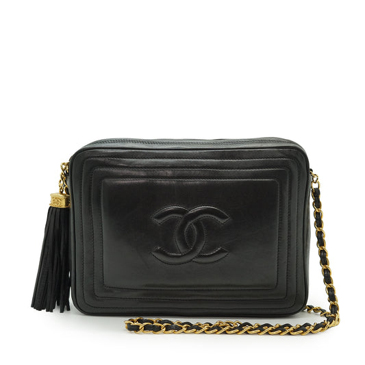 Vintage CC Lambskin Fringe Chain Shoulder Camera Bag