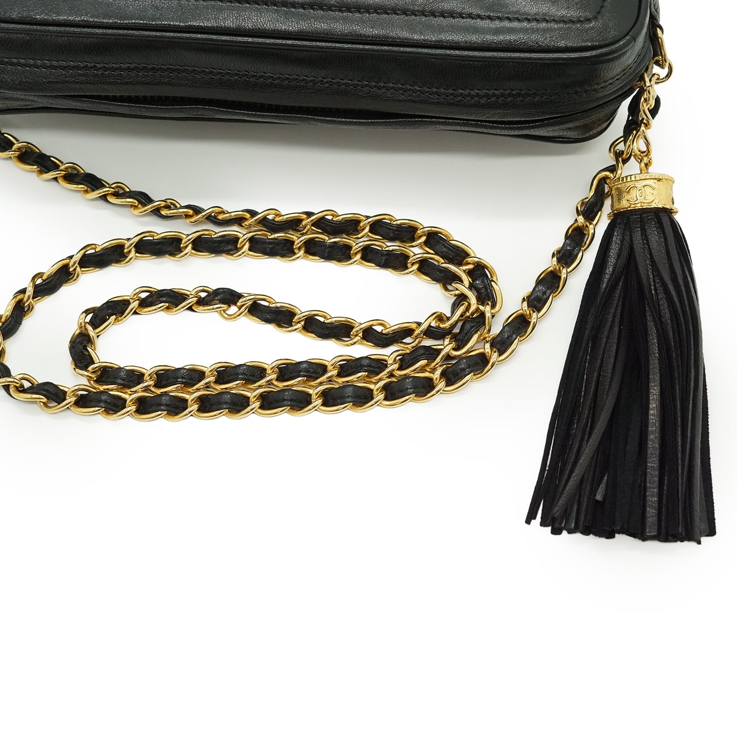 Vintage CC Lambskin Fringe Chain Shoulder Camera Bag