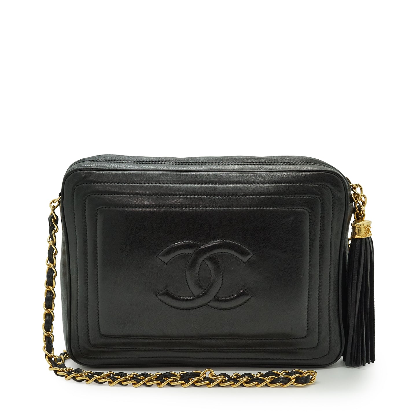 Vintage CC Lambskin Fringe Chain Shoulder Camera Bag