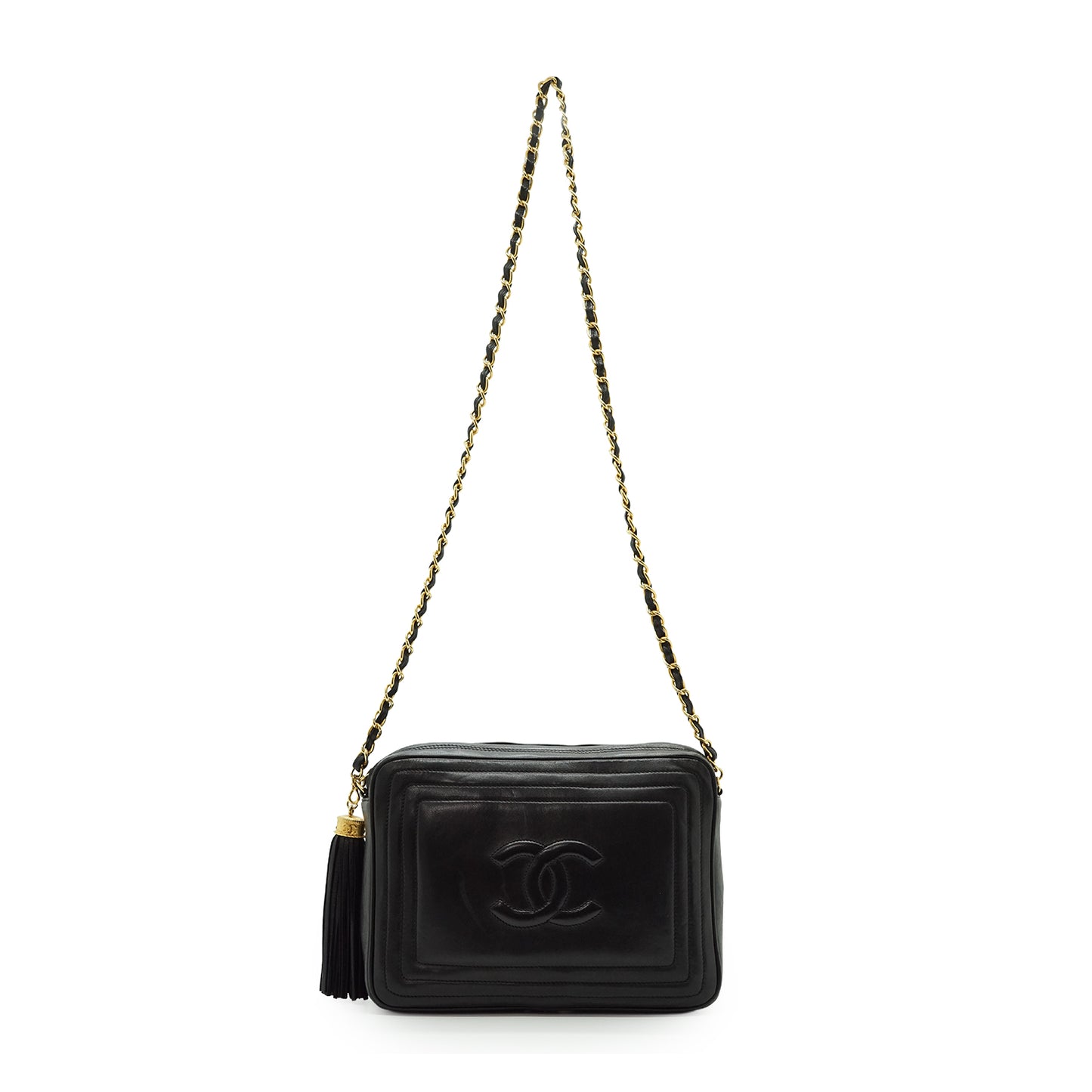 Vintage CC Lambskin Fringe Chain Shoulder Camera Bag