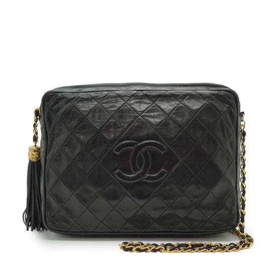 CC Lambskin Matelasse Fringe Chain Shoulder Camera Bag