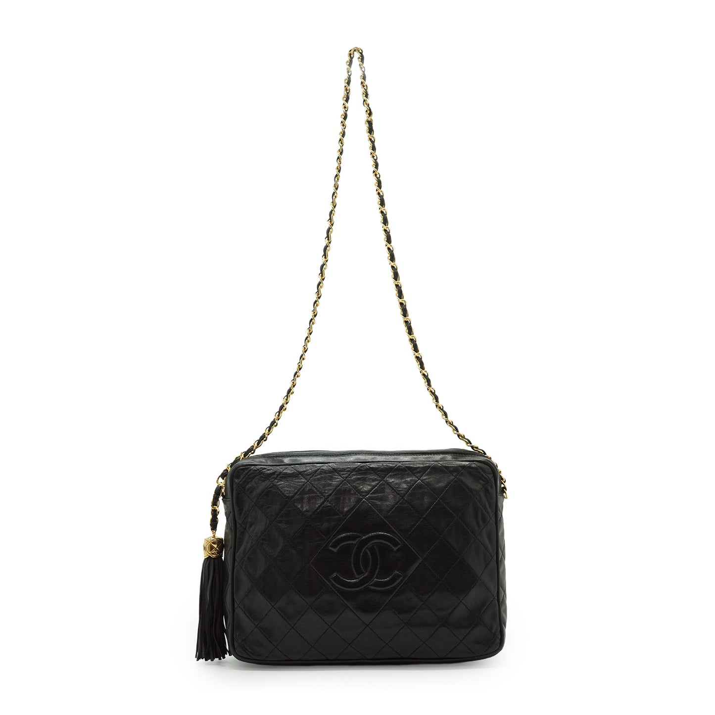 CC Lambskin Matelasse Fringe Chain Shoulder Camera Bag