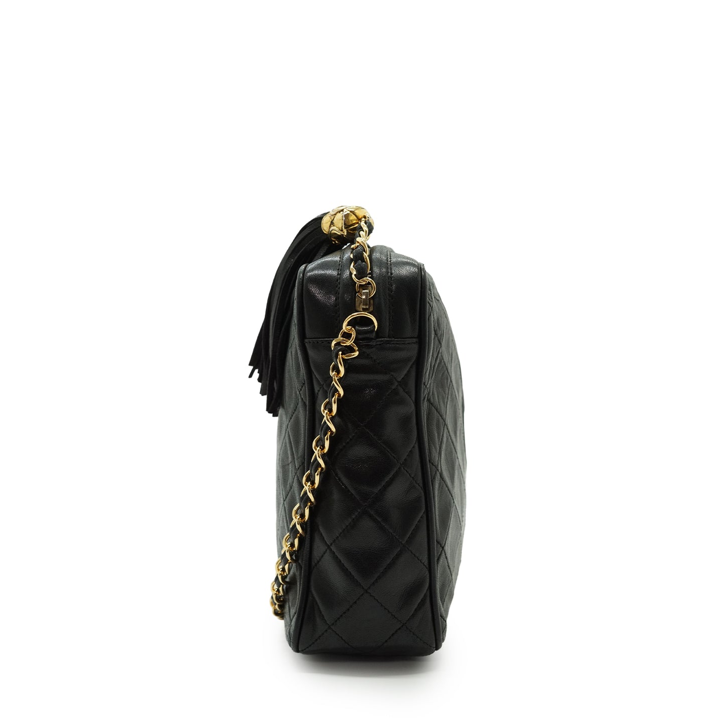 CC Lambskin Matelasse Fringe Chain Shoulder Camera Bag