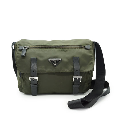 Nylon Leather Messenger Bag