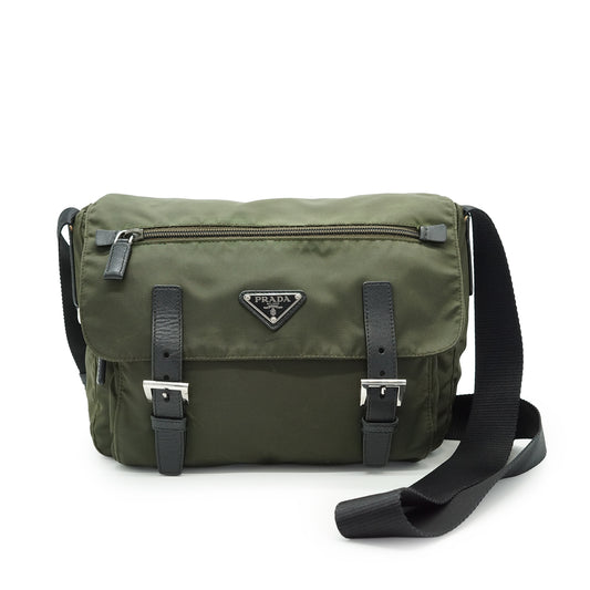 Nylon Leather Messenger Bag