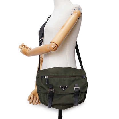 Nylon Leather Messenger Bag