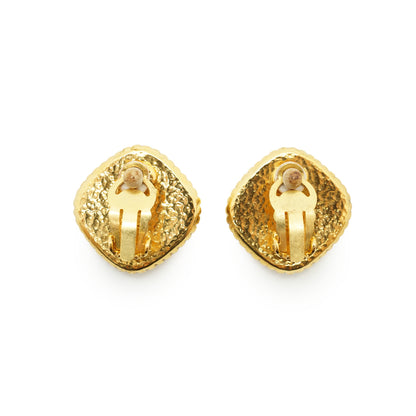 CC Diamond-shaped Clip-On Earrings GP