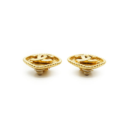 CC Diamond-shaped Clip-On Earrings GP