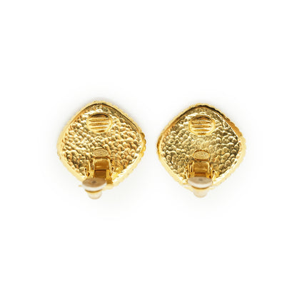 CC Diamond-shaped Clip-On Earrings GP