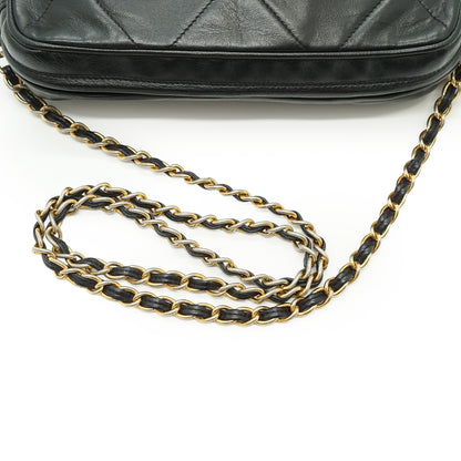 CC Lambskin Fringe Diamond-Quilted Chain Shoulder Camera Bag