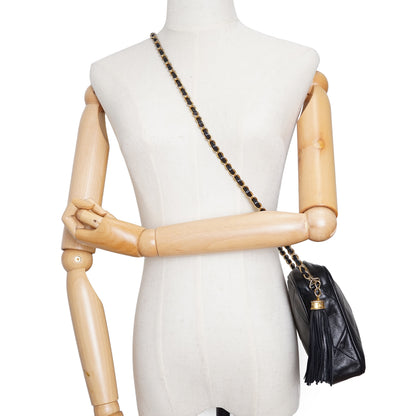 CC Lambskin Fringe Diamond-Quilted Chain Shoulder Camera Bag