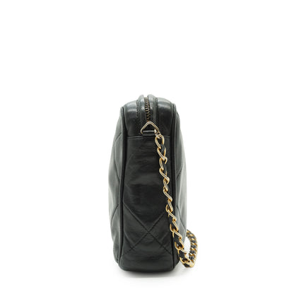 CC Lambskin Fringe Diamond-Quilted Chain Shoulder Camera Bag