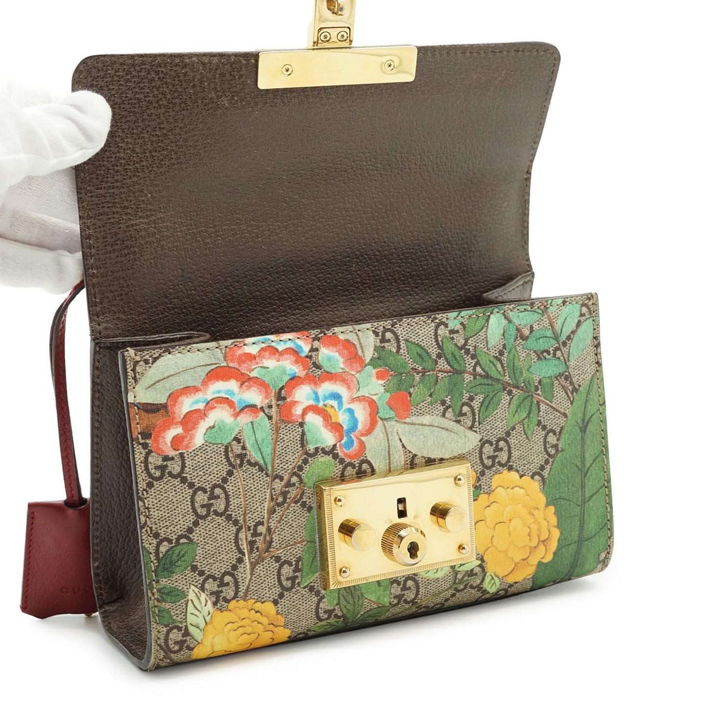 GG Supreme Tian Padlock Floral Print Small Chain Shoulder Bag