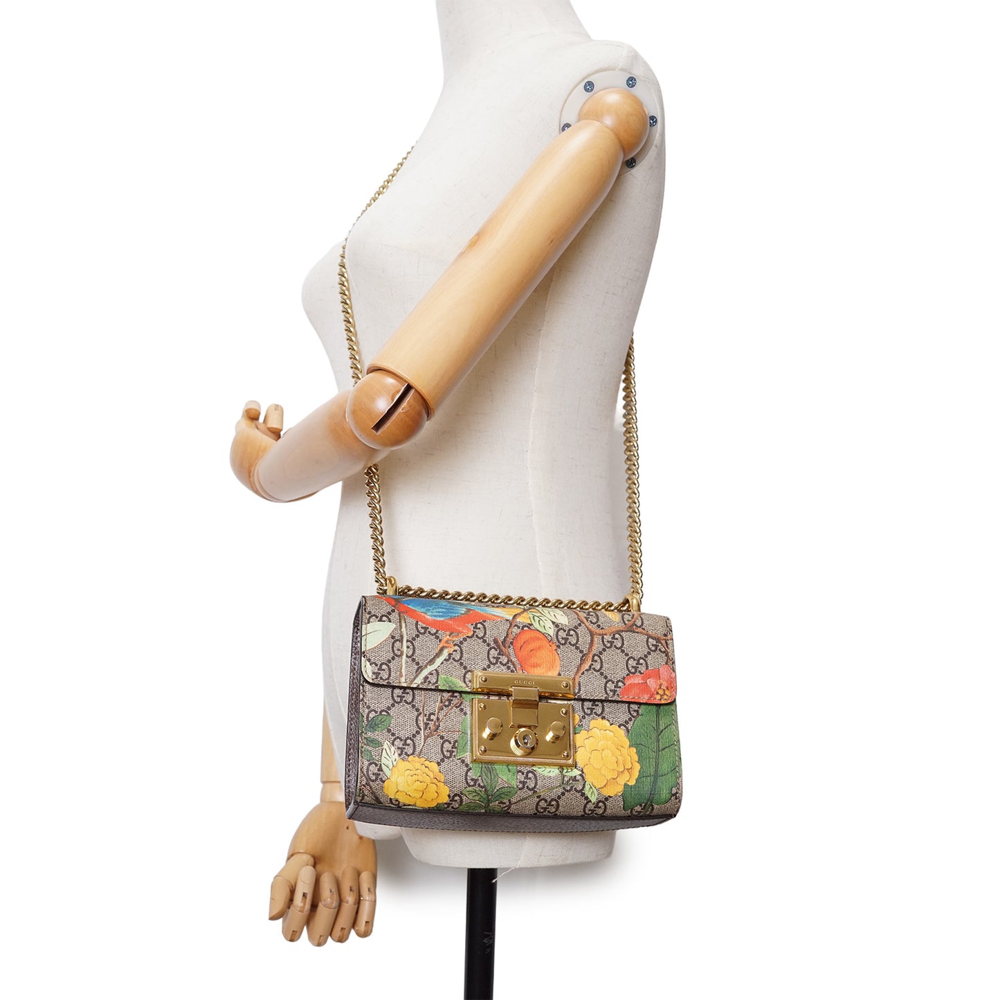 GG Supreme Tian Padlock Floral Print Small Chain Shoulder Bag