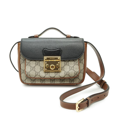 GG Supreme Coated Canvas Padlock Mini Top Handle Shoulder Bag