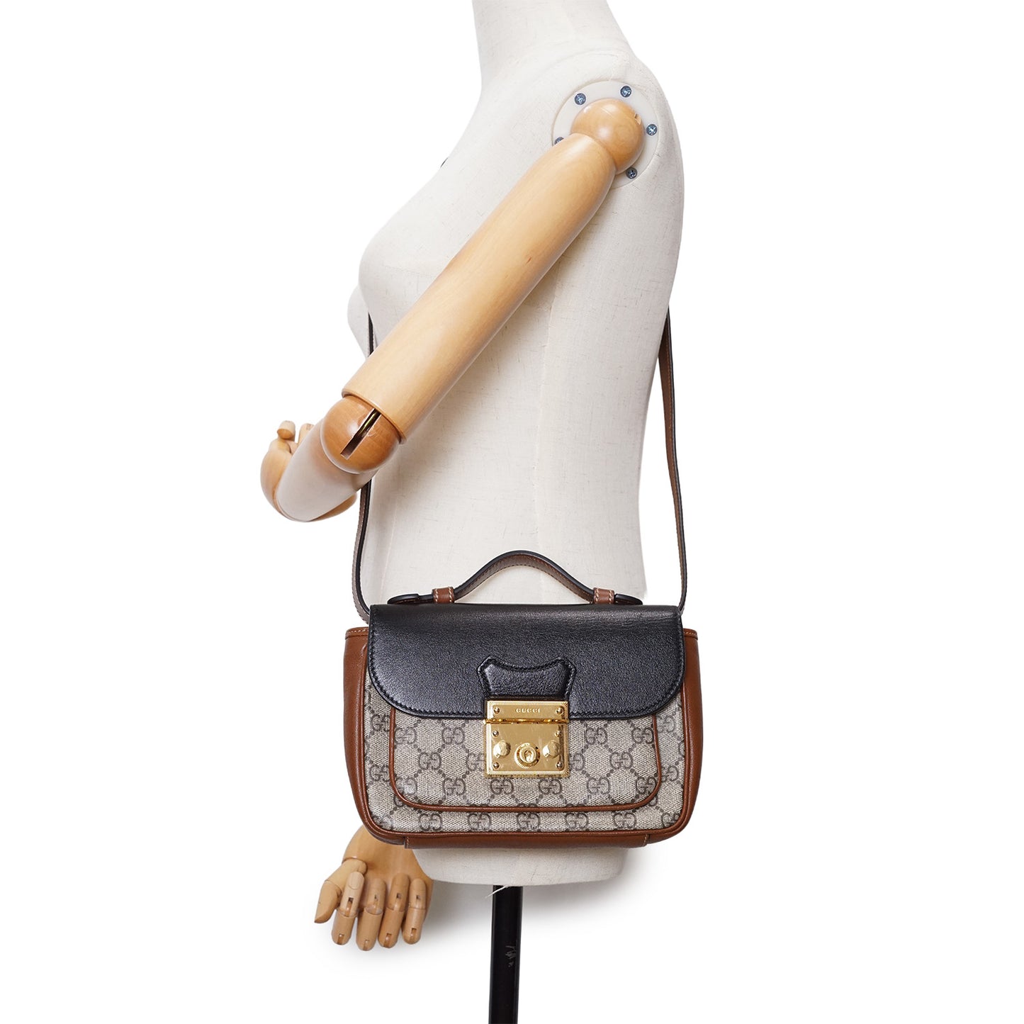 GG Supreme Coated Canvas Padlock Mini Top Handle Shoulder Bag