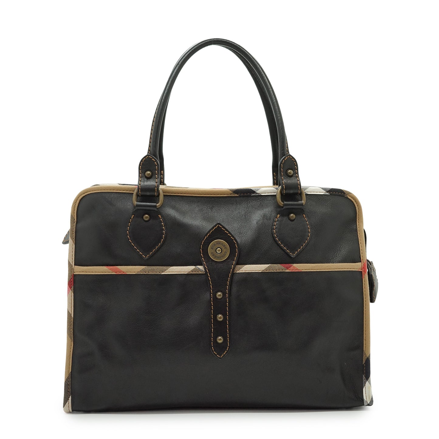 Vintage Nova Check Trim Satchel Bag