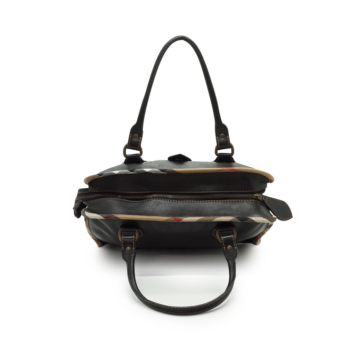 Vintage Nova Check Trim Satchel Bag