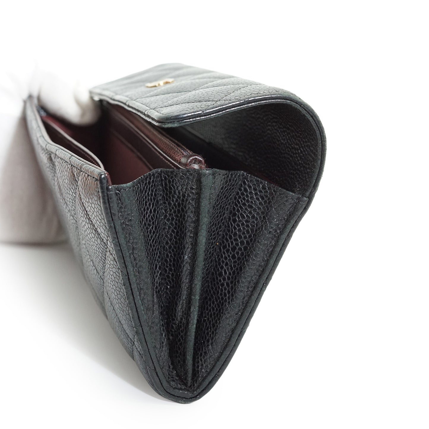 Caviar Skin Matelasse Long Flap Wallet