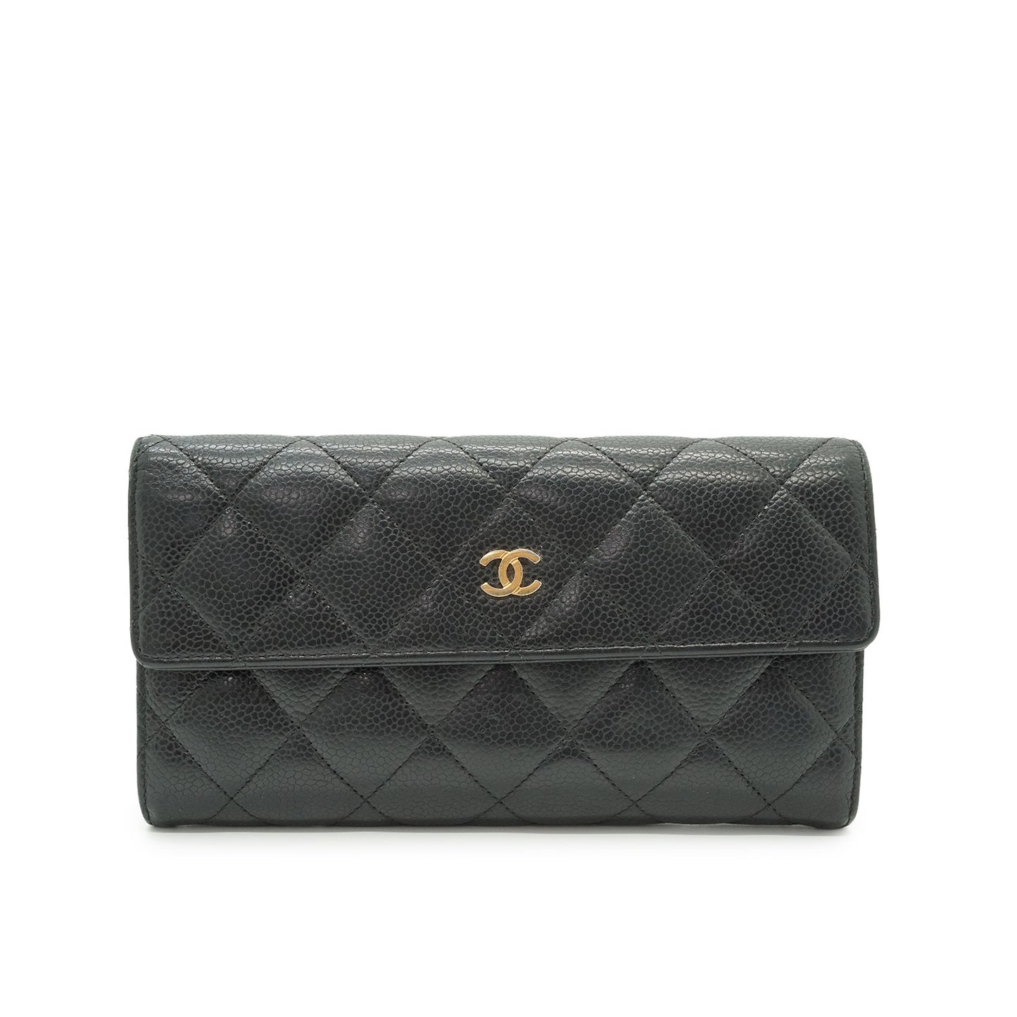 Caviar Skin Matelasse Long Flap Wallet