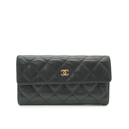 Caviar Skin Matelasse Long Flap Wallet