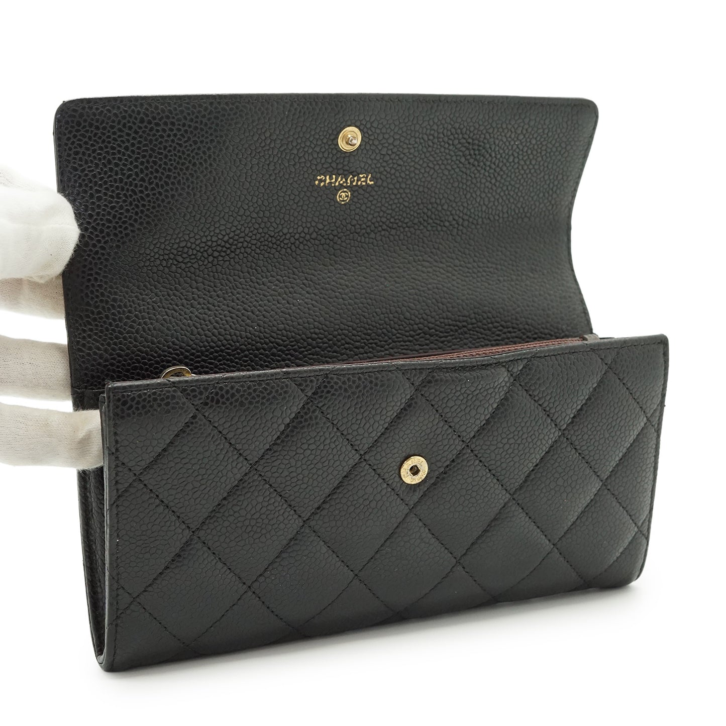 Caviar Skin Matelasse Long Flap Wallet