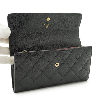 Caviar Skin Matelasse Long Flap Wallet