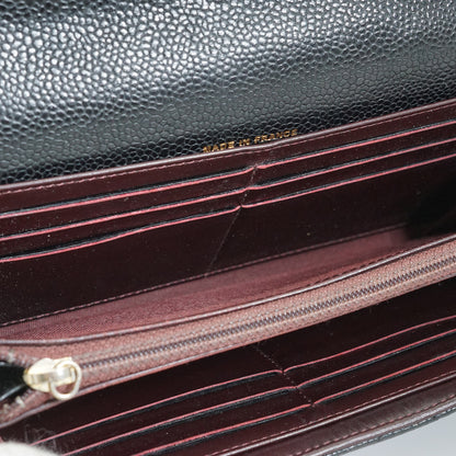 Caviar Skin Matelasse Long Flap Wallet