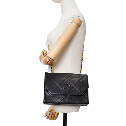 Vintage CC Diamond-Quilted Envelope Flap Chain Shoulder Bag