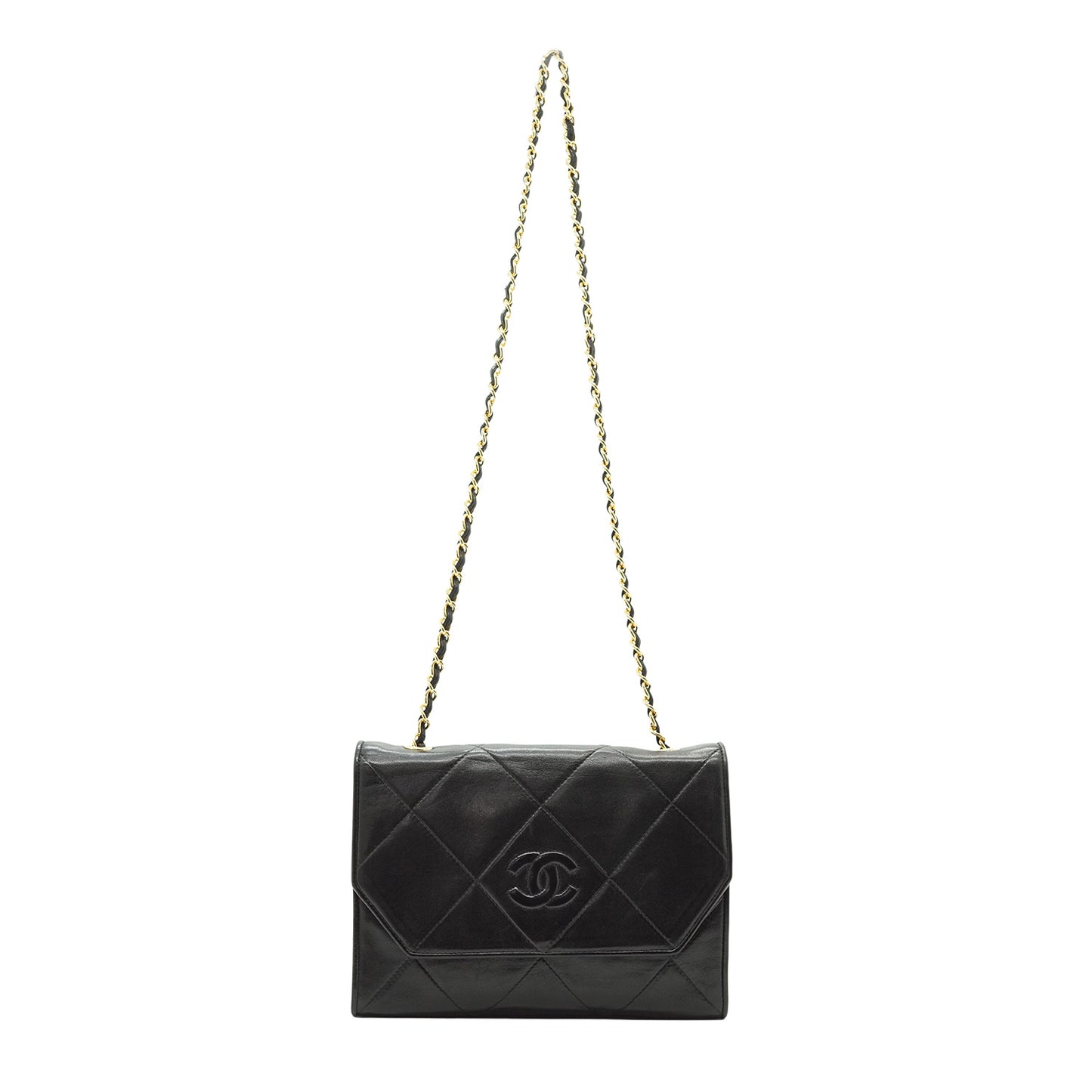 Vintage CC Diamond-Quilted Envelope Flap Chain Shoulder Bag