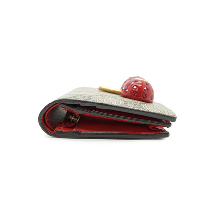 GG Supreme Coated Canvas Cherry Compact Wallet