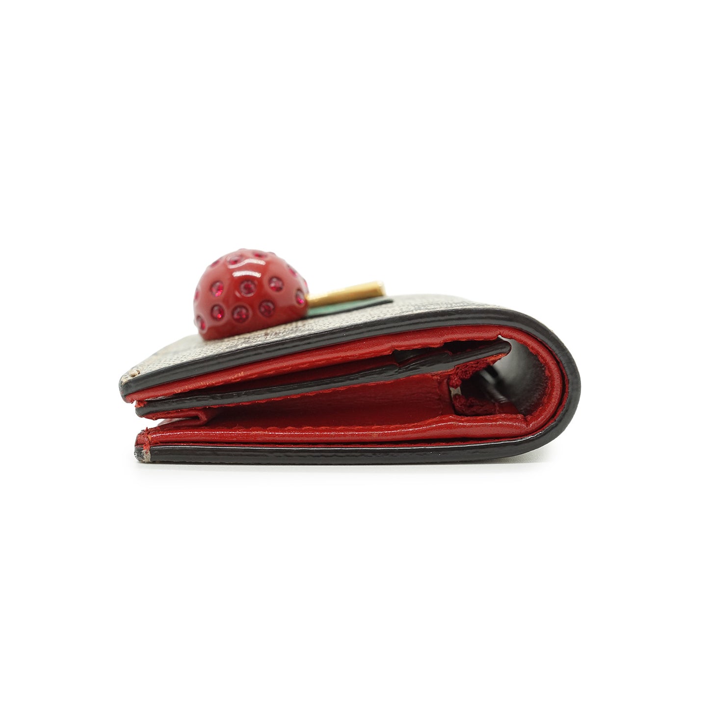 GG Supreme Coated Canvas Cherry Compact Wallet