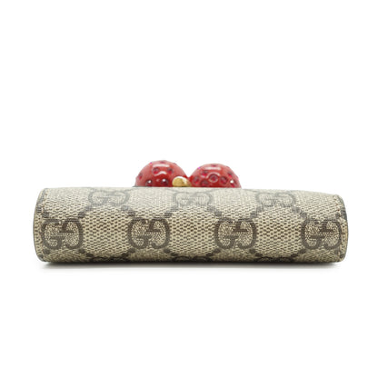 GG Supreme Coated Canvas Cherry Compact Wallet