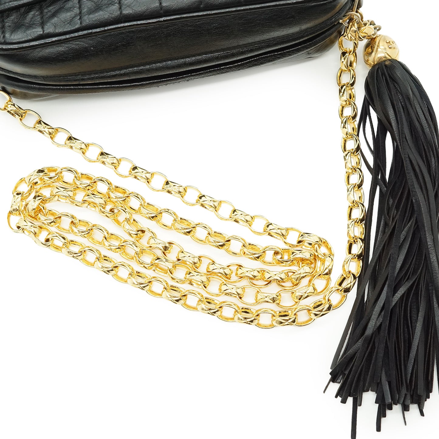 Vintage CC Quilted Lambskin Mademoiselle Fringe Chain Shoulder Camera Bag