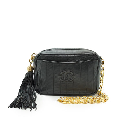 Vintage CC Quilted Lambskin Mademoiselle Fringe Chain Shoulder Camera Bag