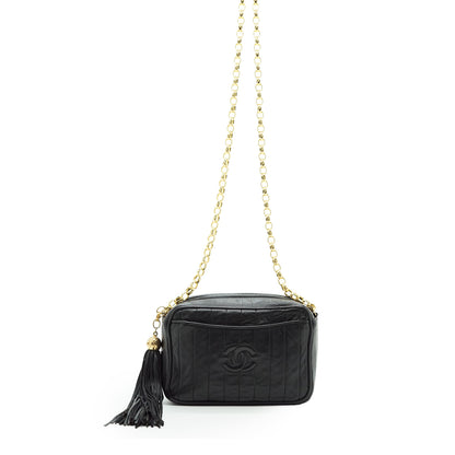 Vintage CC Quilted Lambskin Mademoiselle Fringe Chain Shoulder Camera Bag