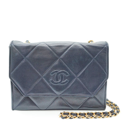 Vintage CC Lambskin Diamond-Quilted Envelope Flap Chain Shoulder Bag