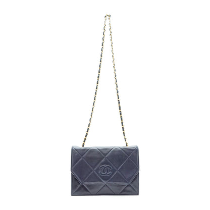 Vintage CC Lambskin Diamond-Quilted Envelope Flap Chain Shoulder Bag