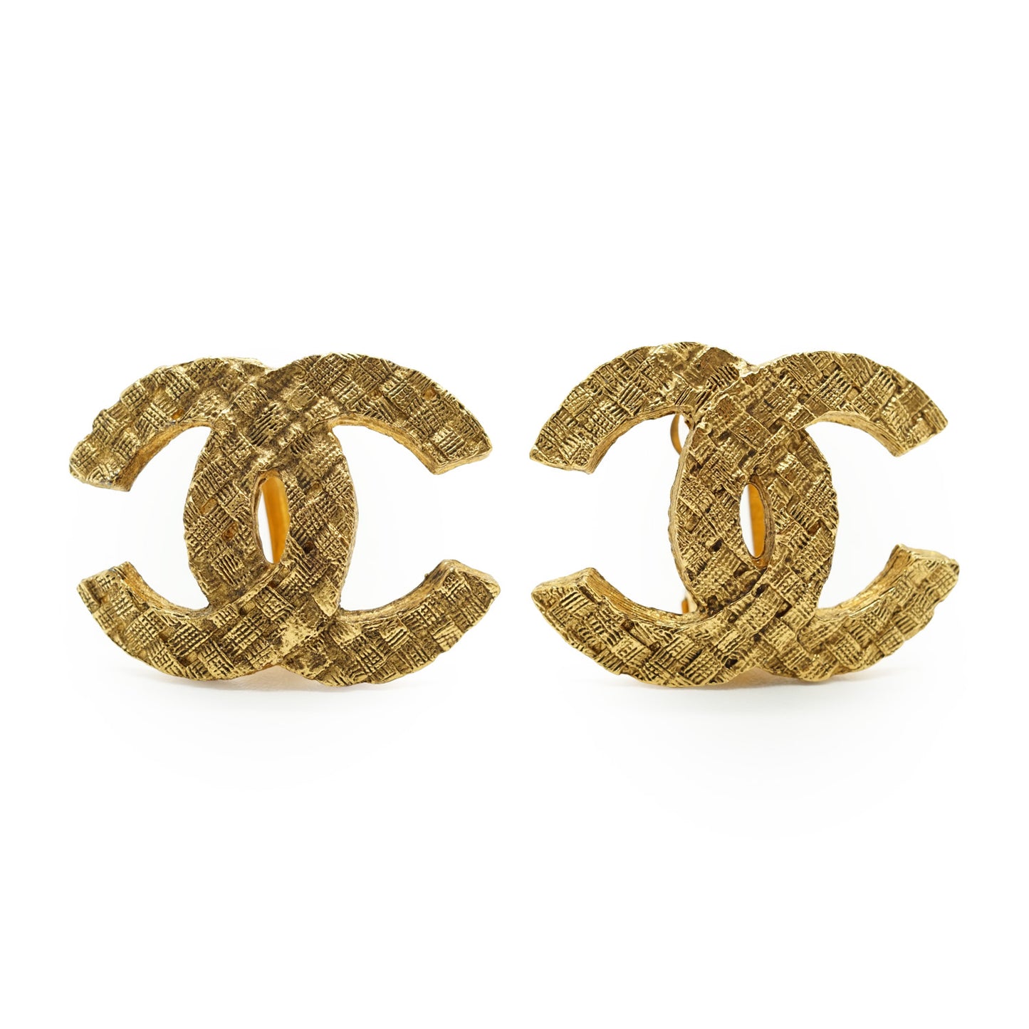 Vintage CC Woven Clip-on Earrings GP