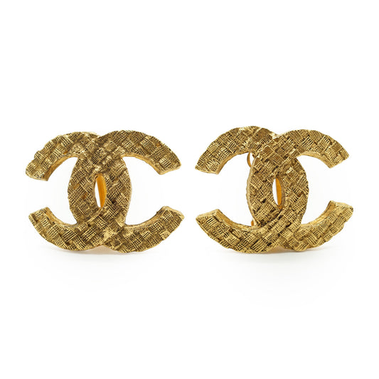 Vintage CC Woven Clip-on Earrings GP