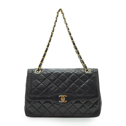 Vintage Lambskin Matelasse Double Flap Paris Limited Edition Two Tone CC Chain Shoulder Bag