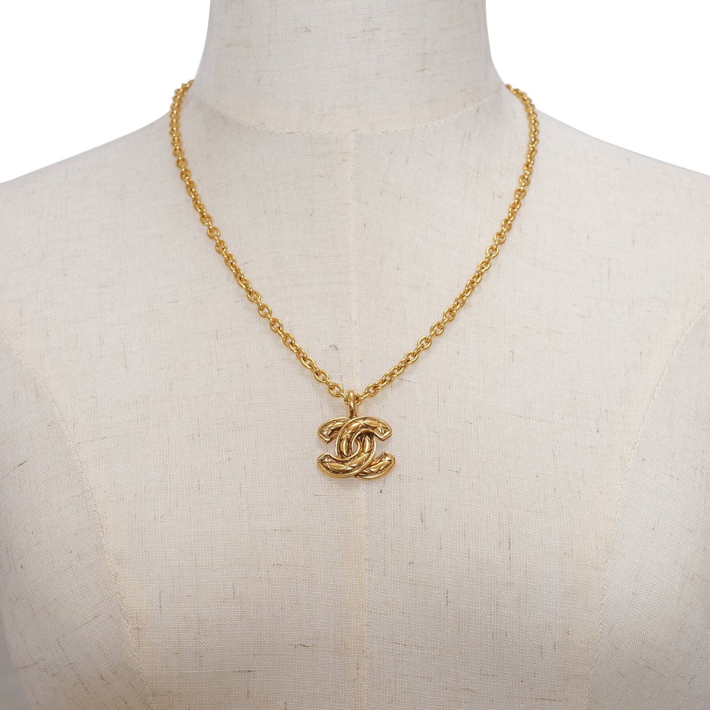 Vintage Small CC Matelasse Pendant Necklace