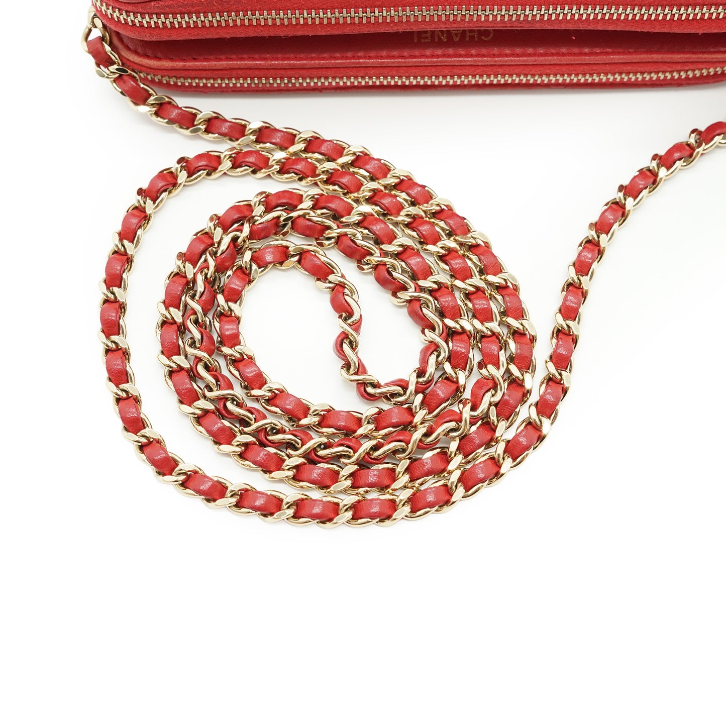CC Lambskin Double Zip Crossbody Wallet-on-Chain