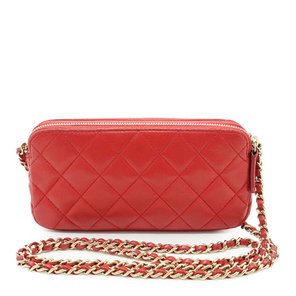 CC Lambskin Double Zip Crossbody Wallet-on-Chain