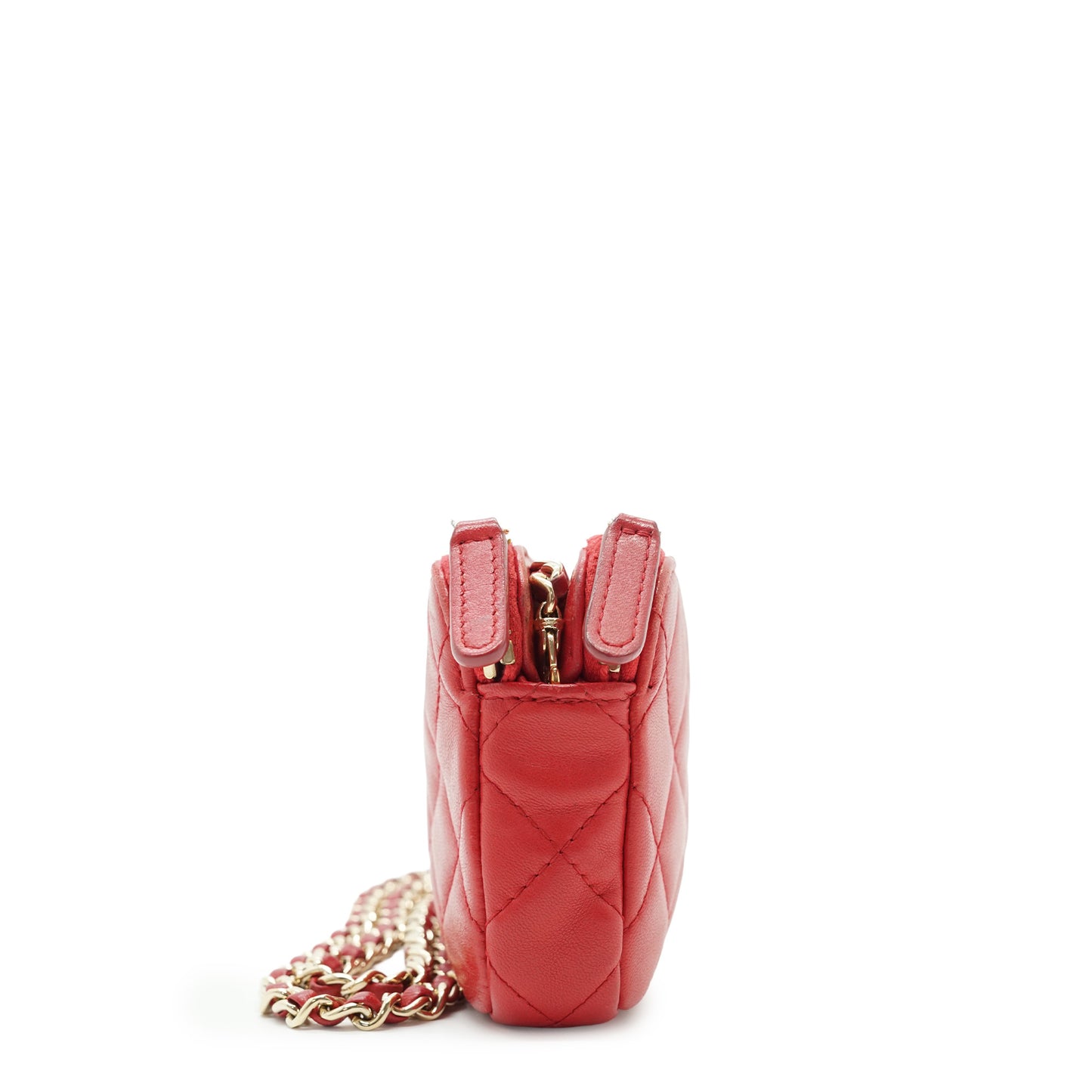 CC Lambskin Double Zip Crossbody Wallet-on-Chain