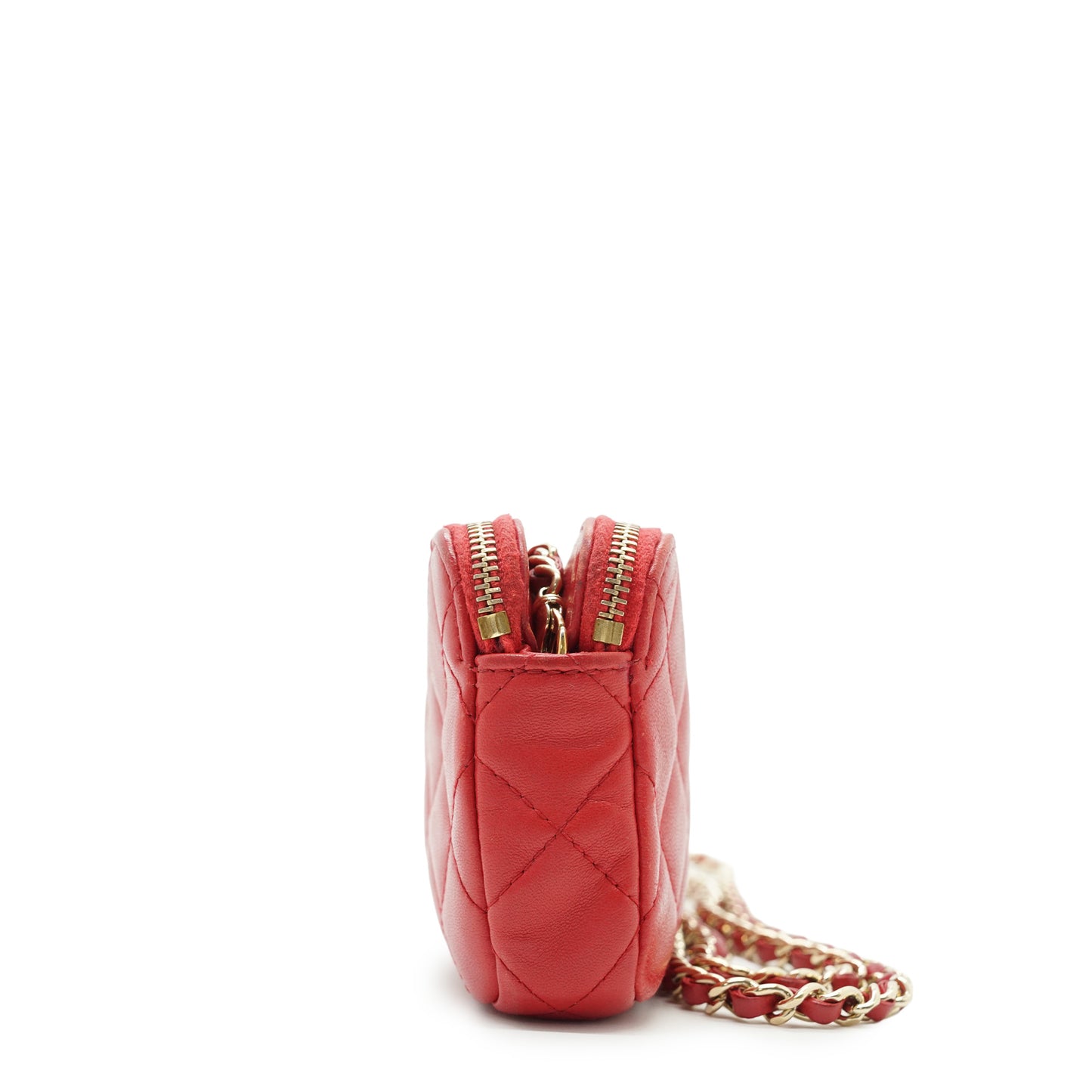 CC Lambskin Double Zip Crossbody Wallet-on-Chain