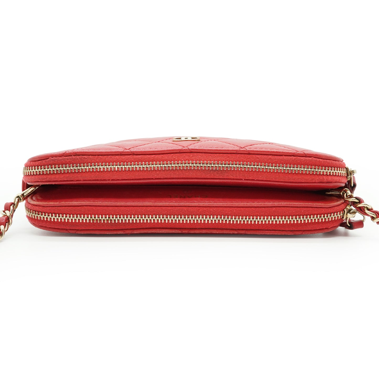 CC Lambskin Double Zip Crossbody Wallet-on-Chain